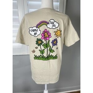 Peace Of Mind FP T Shirt Tan Come As You Are Flowers Short Sleeve Pac Sun Size L